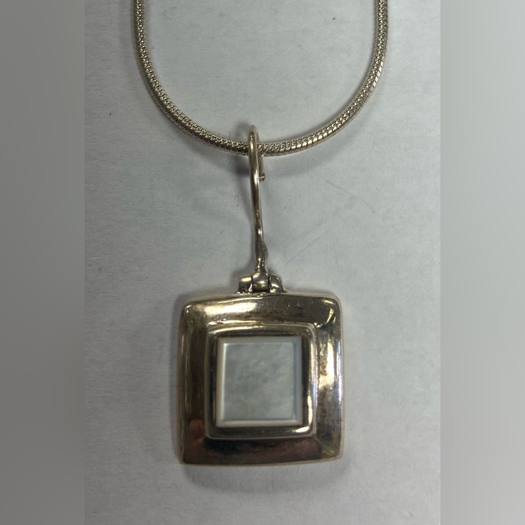 Silver 925 Pendant Chain Quartz In Silver Bezel Unique 40$